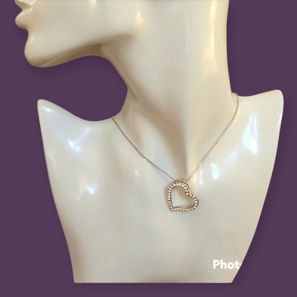 Private Label Jewelry - 3/$30 Silvertone Rhinestone Heart Coquette Pendant Chain Necklace
